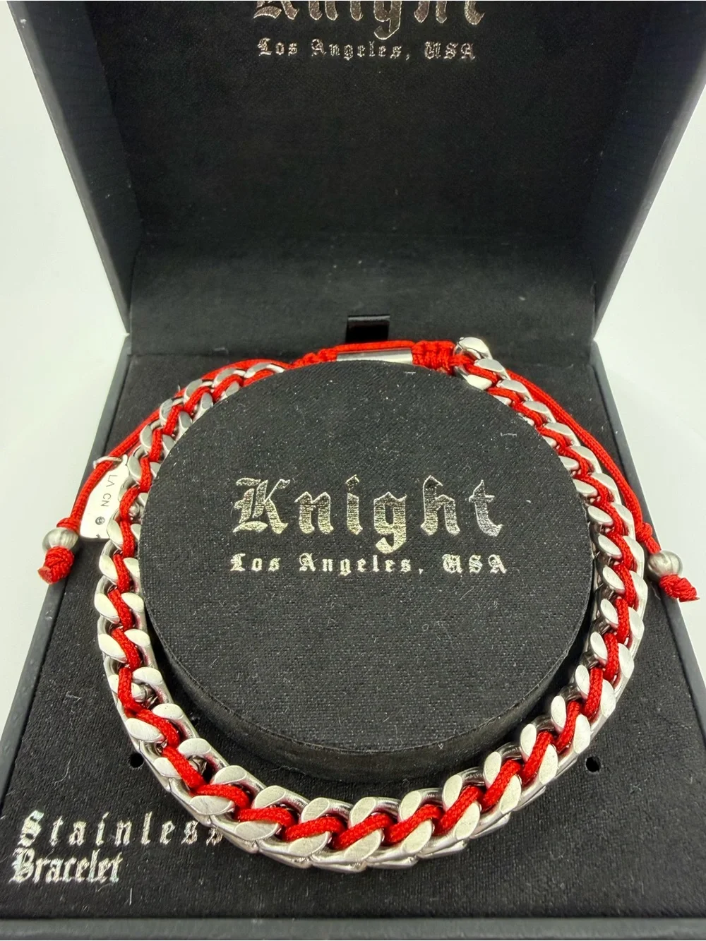 Knight Red & Silver Braided Stainless Steel Men's Bracelet